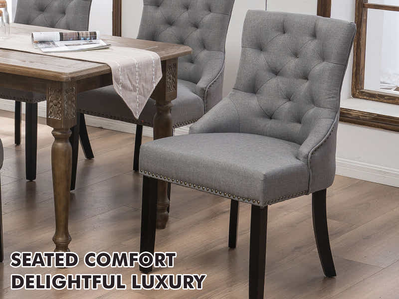 Nappi Linen Dining Chair Grey - Set of 2