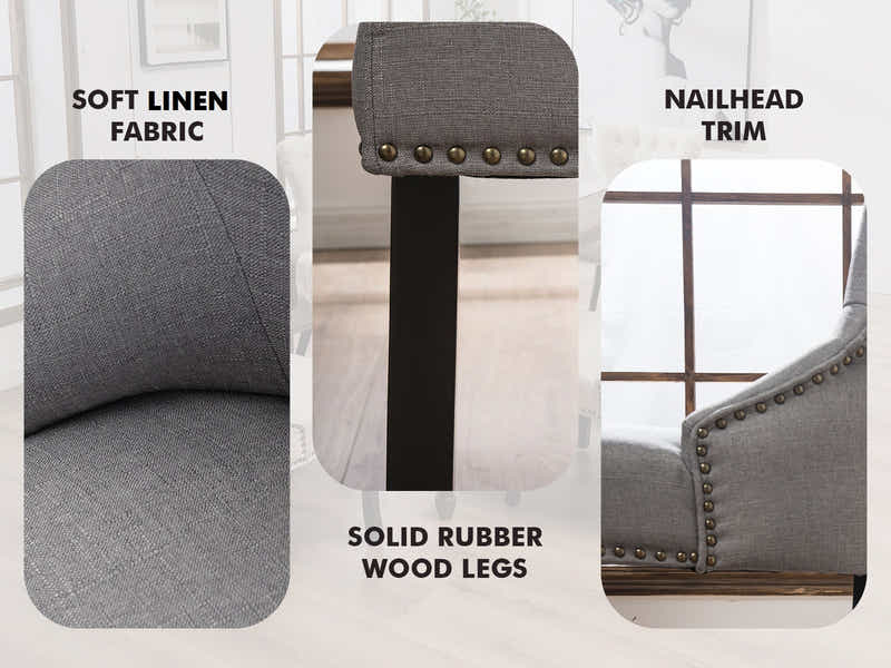 Nappi Linen Dining Chair Grey - Set of 2