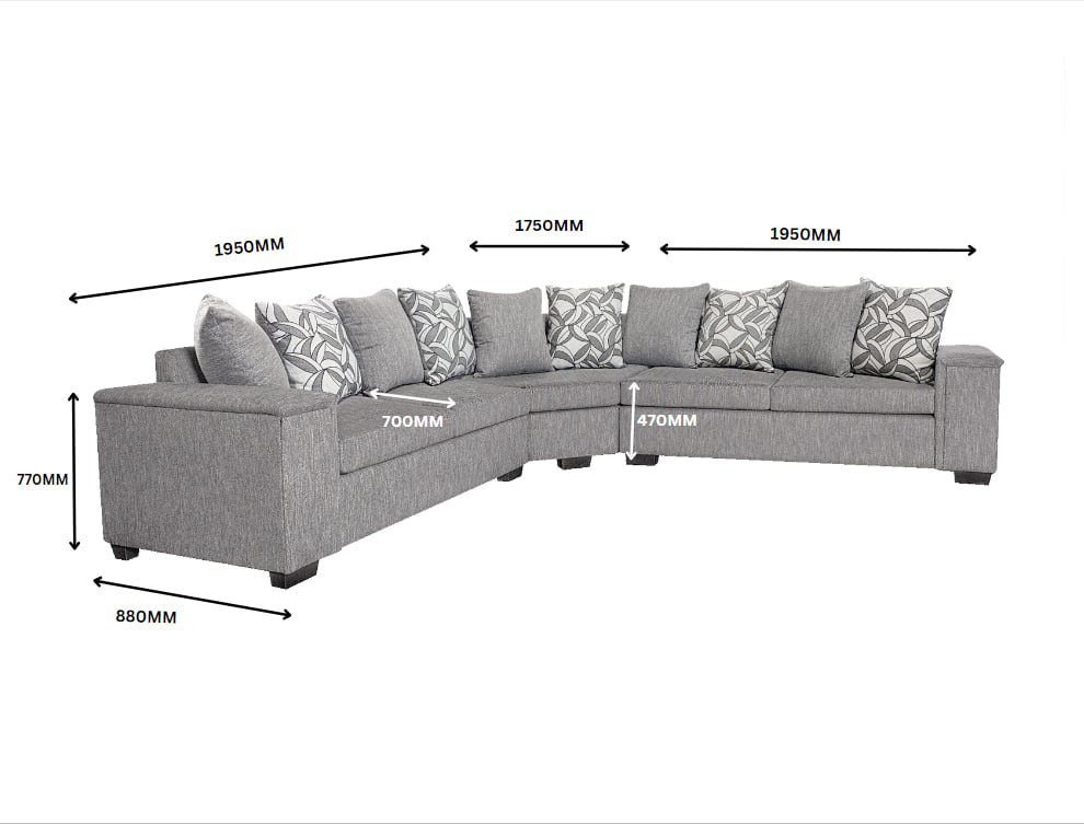 DS NZ made Ella corner sofa kido steel with pattern cushions ( michigan)