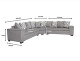 DS NZ made Ella corner sofa kido steel with pattern cushions ( michigan)