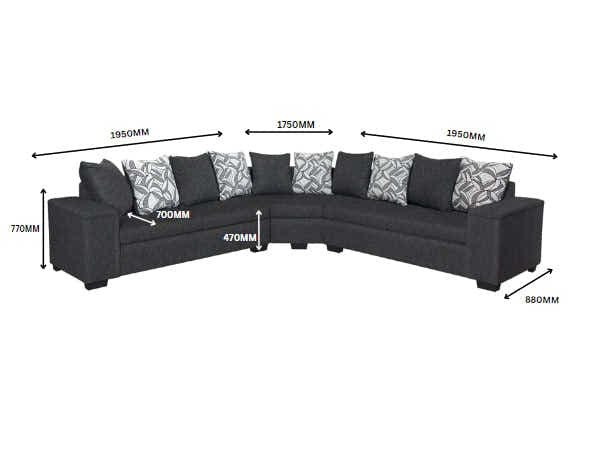 DS NZ Made Ella Corner Sofa with Pattern Cushion - Vish Black