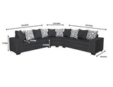 DS NZ made Ella corner sofa Vish black with pattern cushion (Michigan)