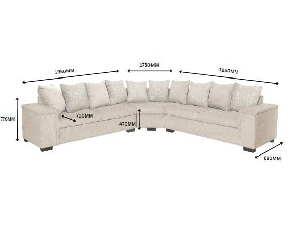 DS NZ Made Ella Corner Sofa with Pattern Cushion - Kido Marble