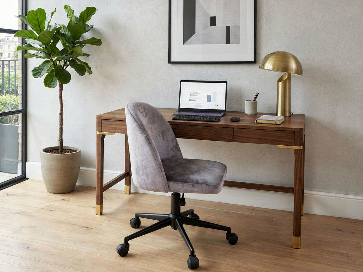Dallin Velvet Office Chair - Grey
