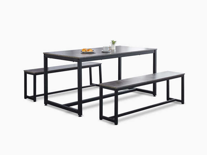 Grey Marble Look Dining Bench - 140 cm