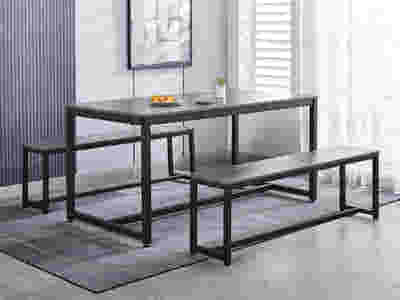 Grey Marble Look Dining Bench - 140 cm