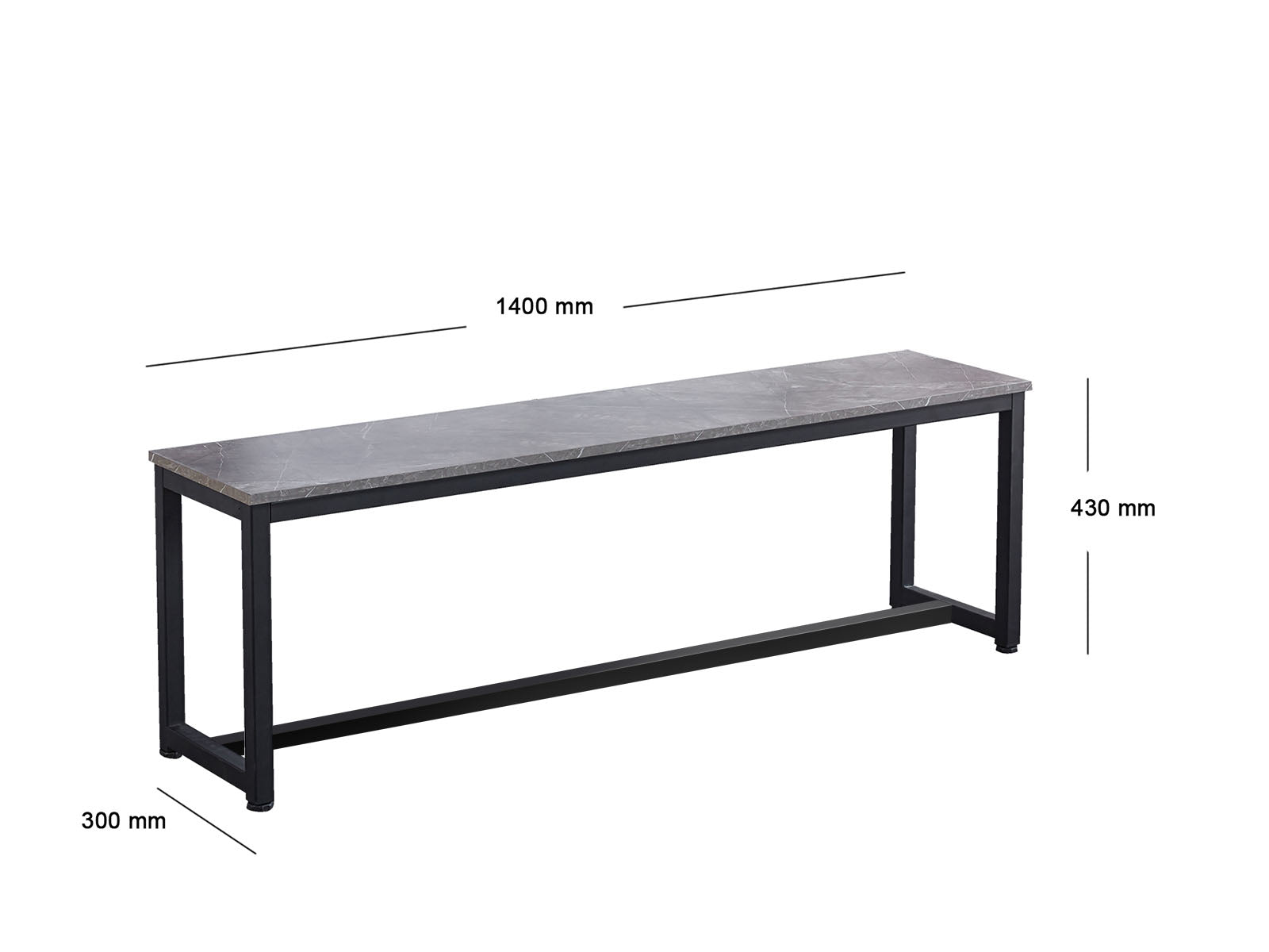 DS Grey Marble Look Dining Bench - 140 cm