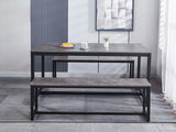 Grey Marble Look Dining Bench - 140 cm