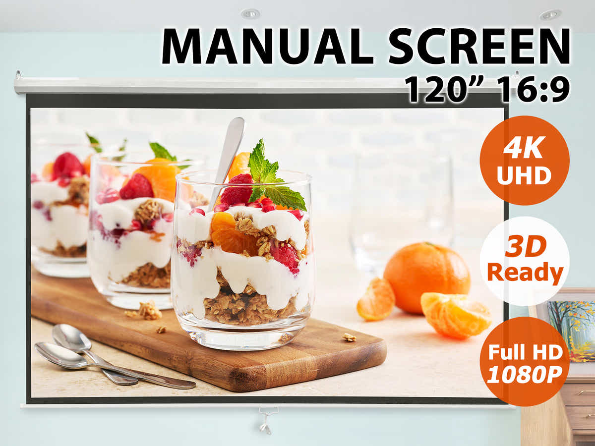 120 Inches Wide Screen Manual Projector Screen