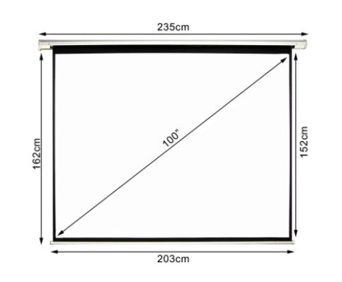 Projector Screen 100'' Wireless Remote Electric Hd