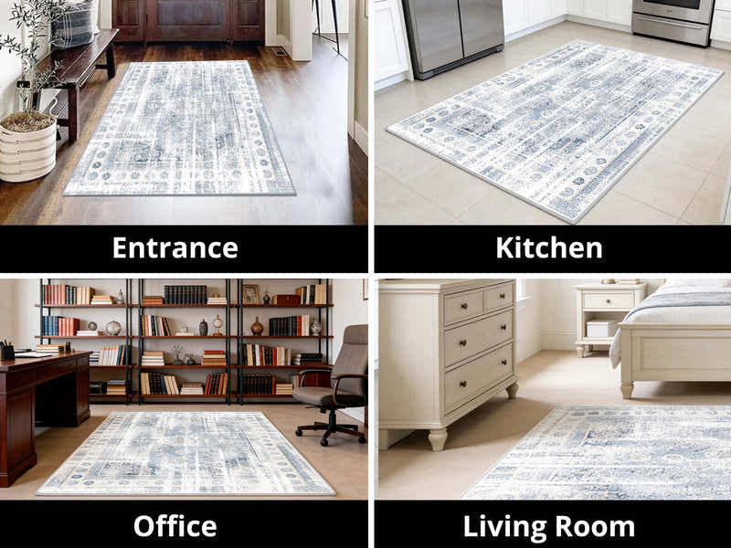 Printed Rug 200x300 Vintage Blue