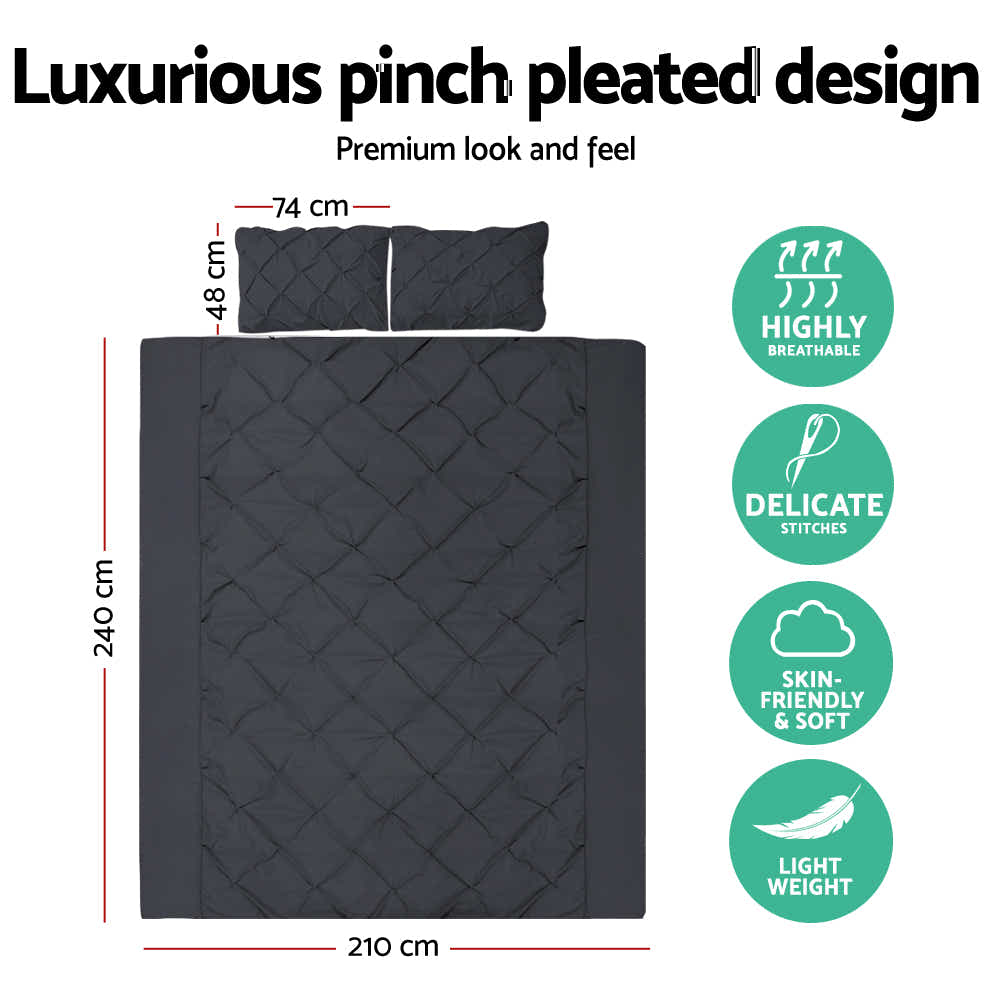 DS NA Giselle Bedding Quilt Cover Set Diamond Pinch Black King