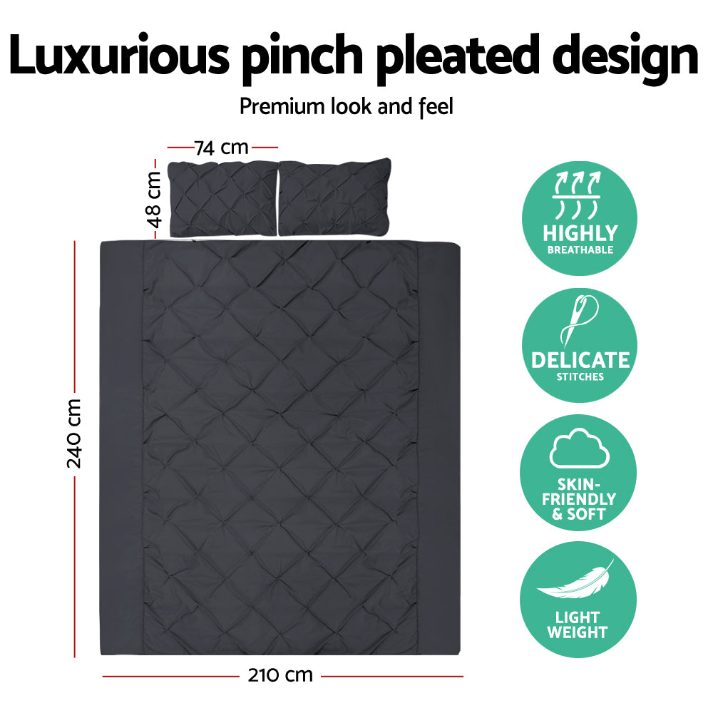 DS NA Giselle Bedding Quilt Cover Set Diamond Pinch Black King