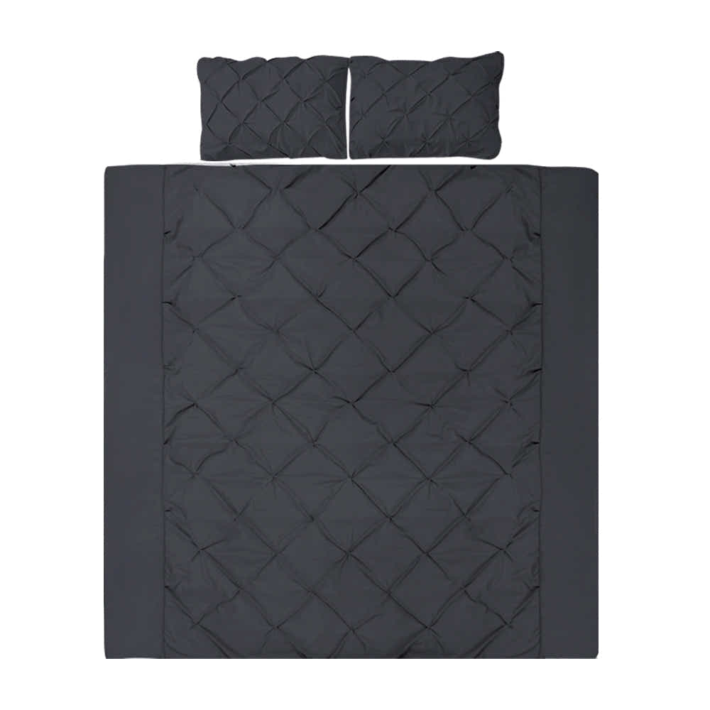 DS NA Giselle Bedding Quilt Cover Set Diamond Pinch Black Queen