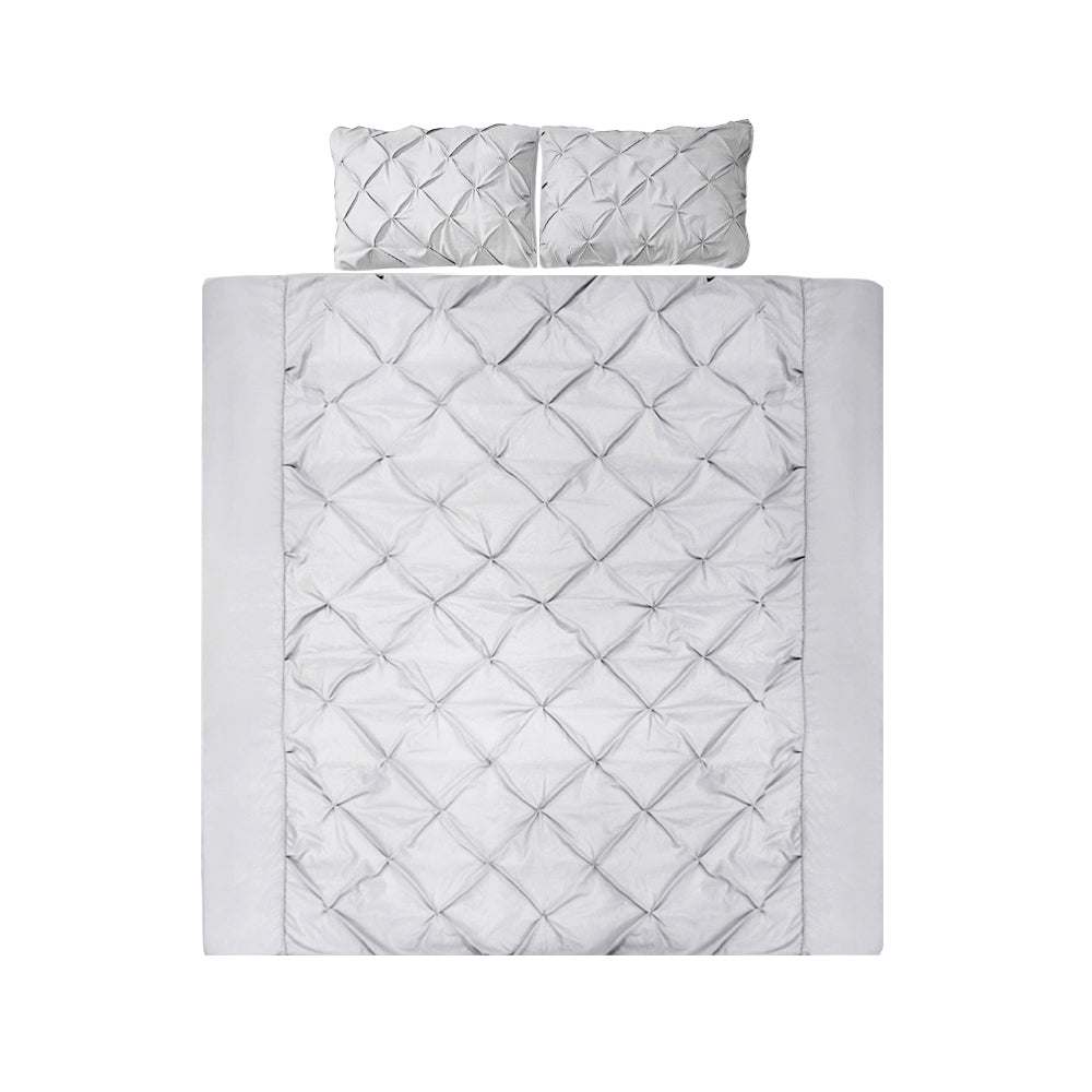 DS NA Giselle Bedding Quilt Cover Set Diamond Pinch Grey King