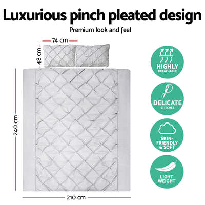 DS NA Giselle Bedding Quilt Cover Set Diamond Pinch Grey King