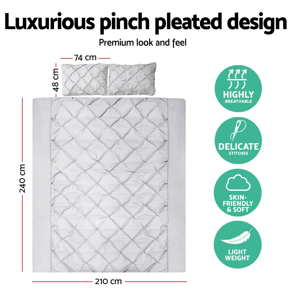 DS NA Giselle Bedding Quilt Cover Set Diamond Pinch Grey King