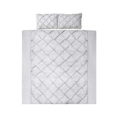 DS NA Giselle Bedding Quilt Cover Set Diamond Pinch Grey Queen