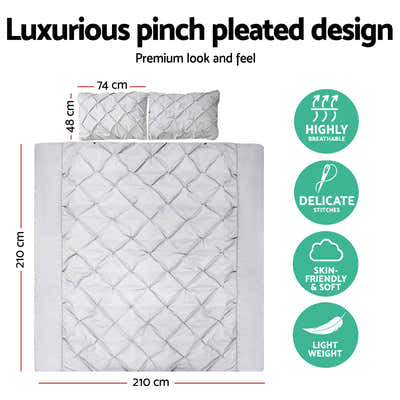 DS NA Giselle Bedding Quilt Cover Set Diamond Pinch Grey Queen