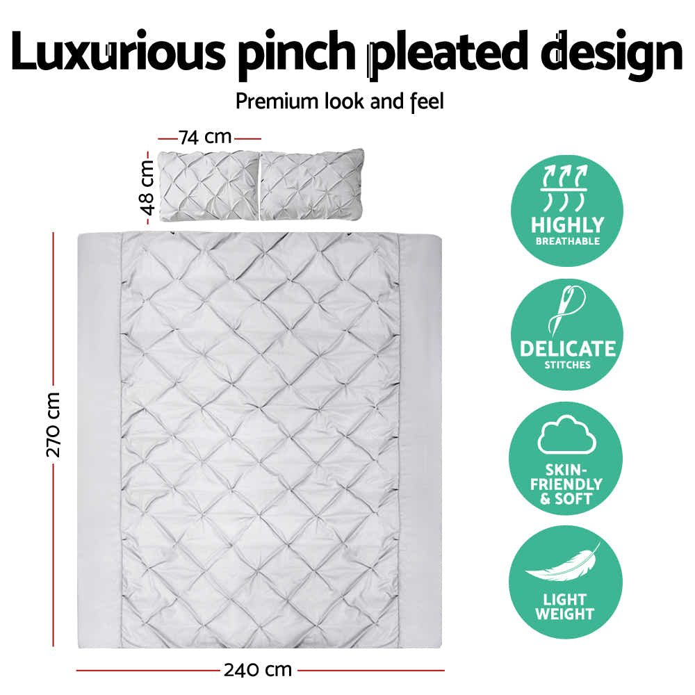 DS NA Giselle Bedding Quilt Cover Set Diamond Grey Super King