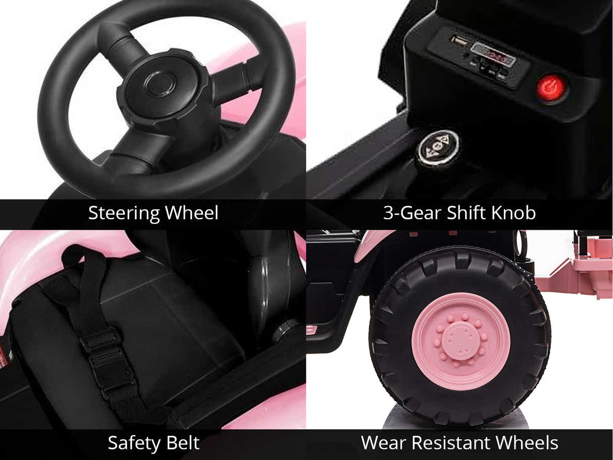 Ride On Tractor With Trailler Pink