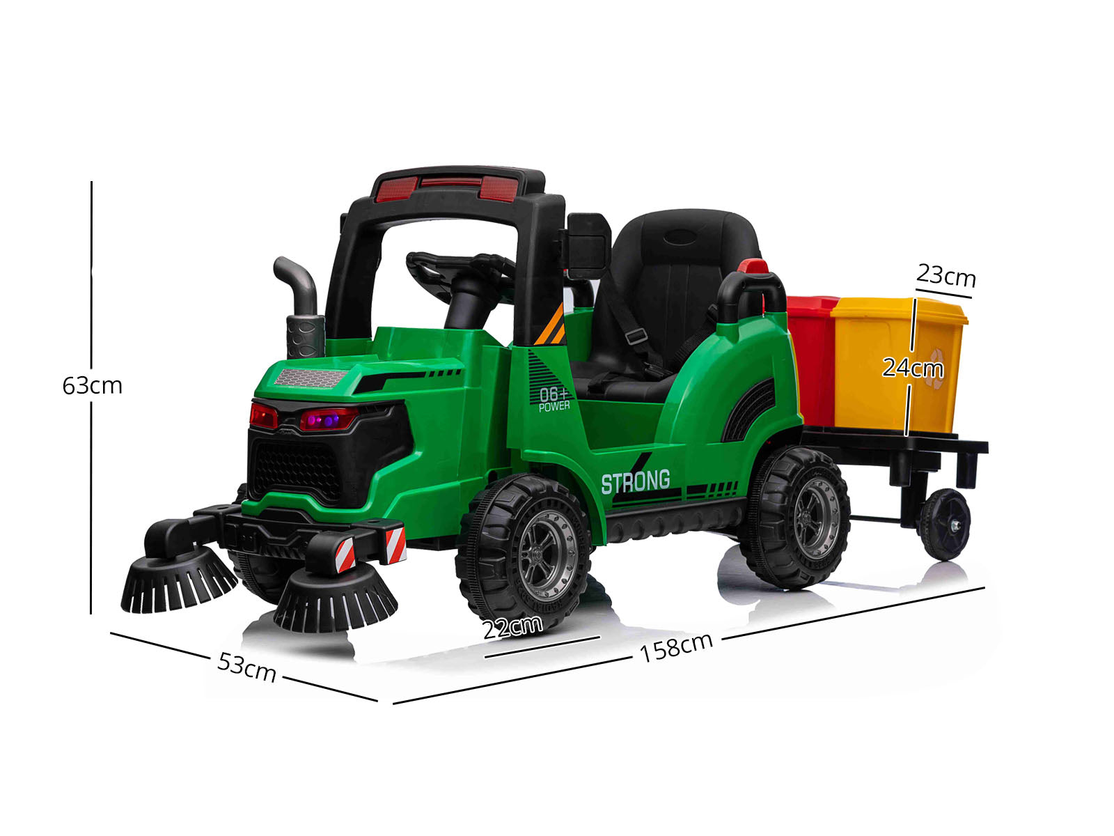 Ride On Sweeper With Trash Can Green