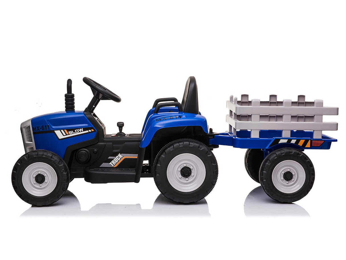 Kids Ride On Tractor with Trailer - Blue