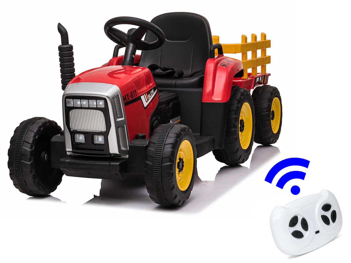 Kids Ride On Tractor with Trailer - Red