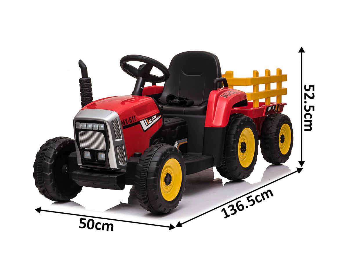 Kids Ride On Tractor with Trailer - Red