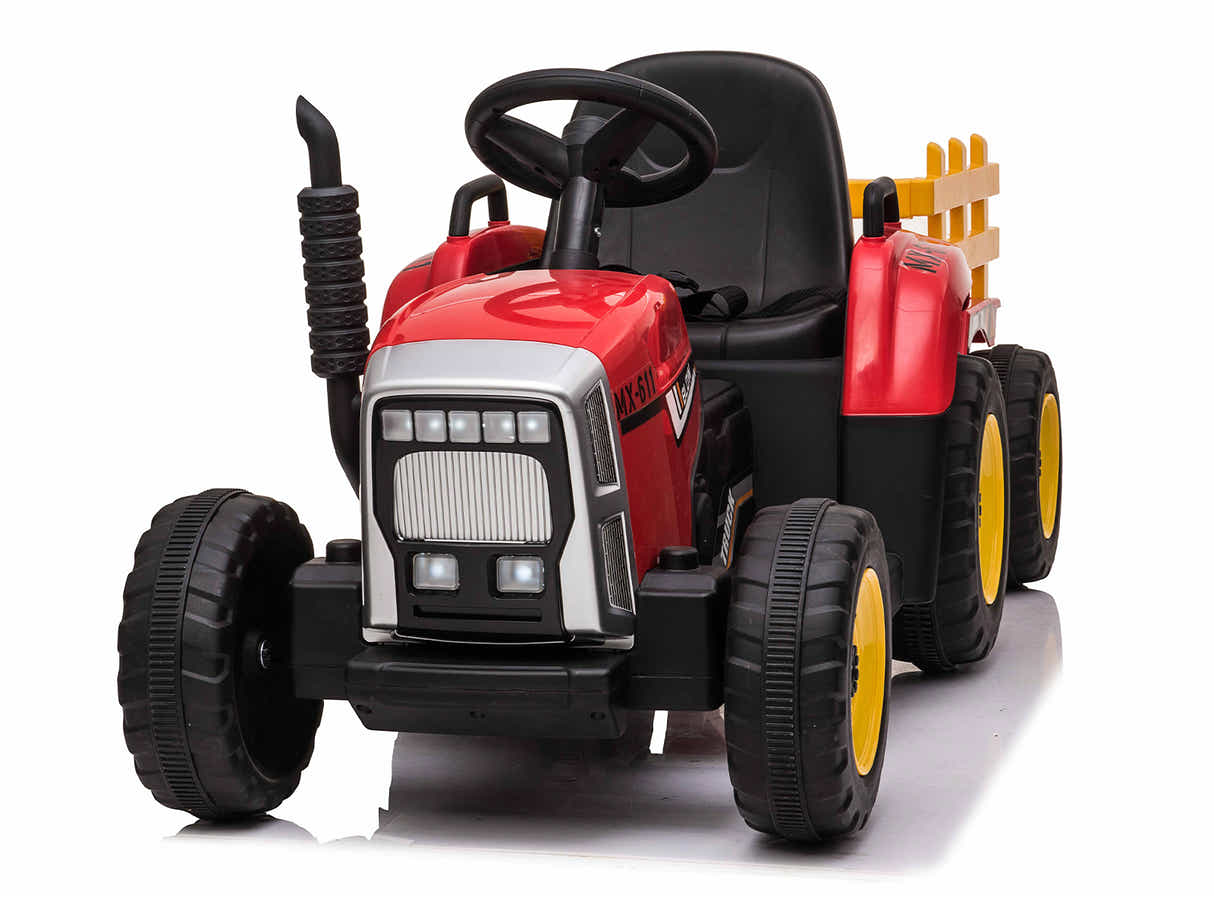 Kids Ride On Tractor with Trailer - Red