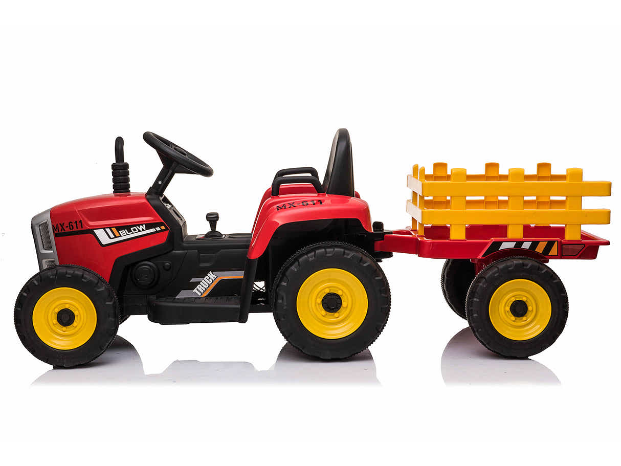 Kids Ride On Tractor with Trailer - Red