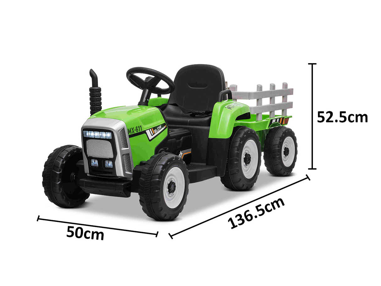 Kids Ride On Tractor with Trailer - Green