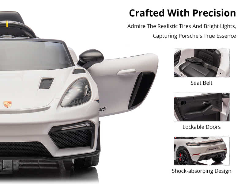 Ride On Car Licensed Porsche 718 White