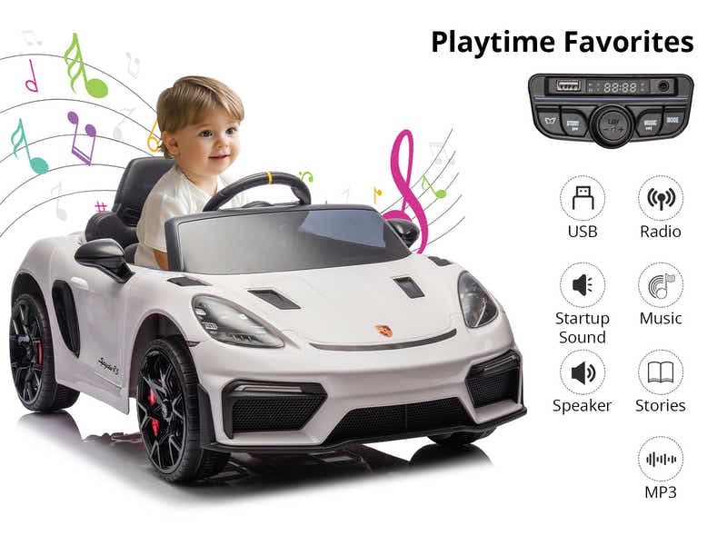 Ride On Car Licensed Porsche 718 White