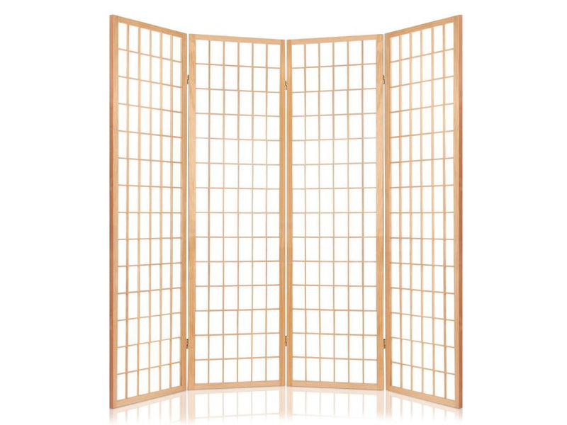 4-Panel Room Divider C M1 - Natural Wood