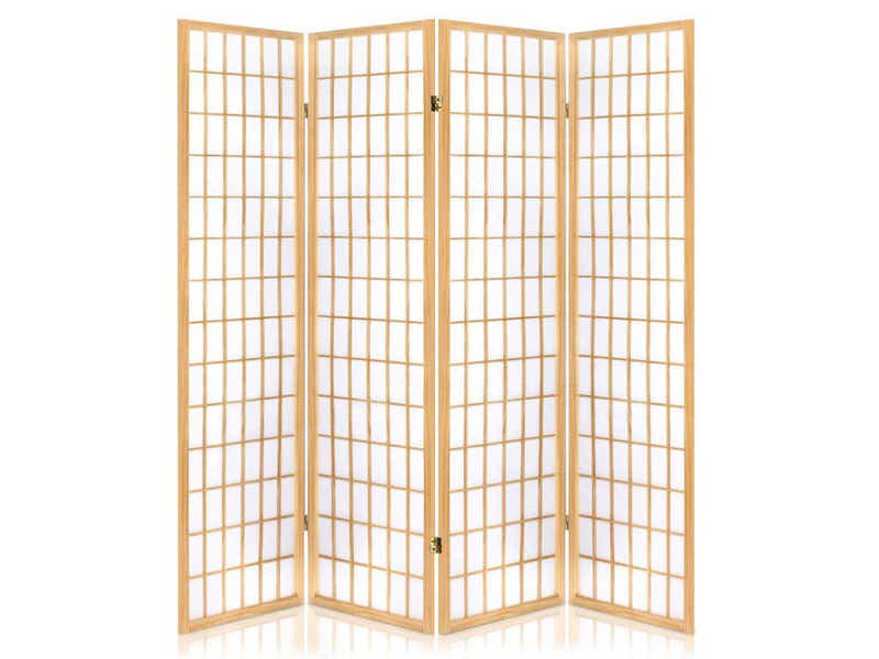 4-Panel Room Divider C M1 - Natural Wood