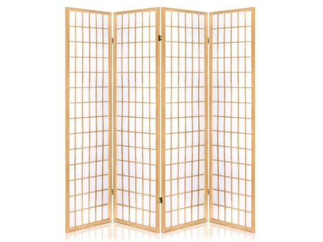 4-Panel Room Divider C M1 - Natural Wood