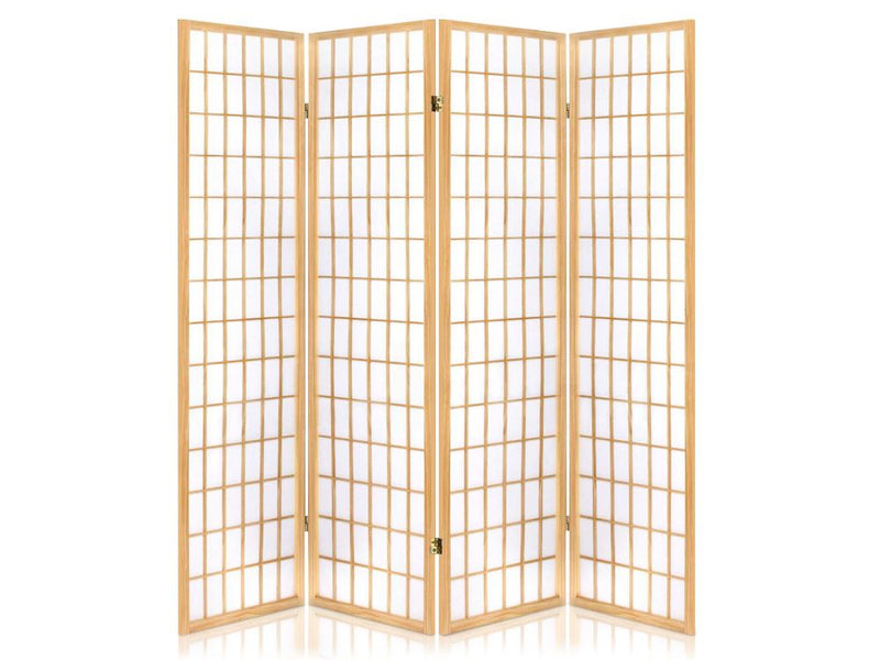 4-Panel Room Divider C M1 - Natural Wood