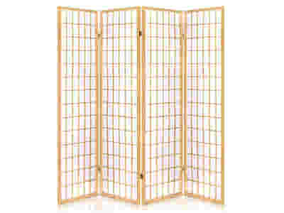4-Panel Room Divider C M1 - Natural Wood