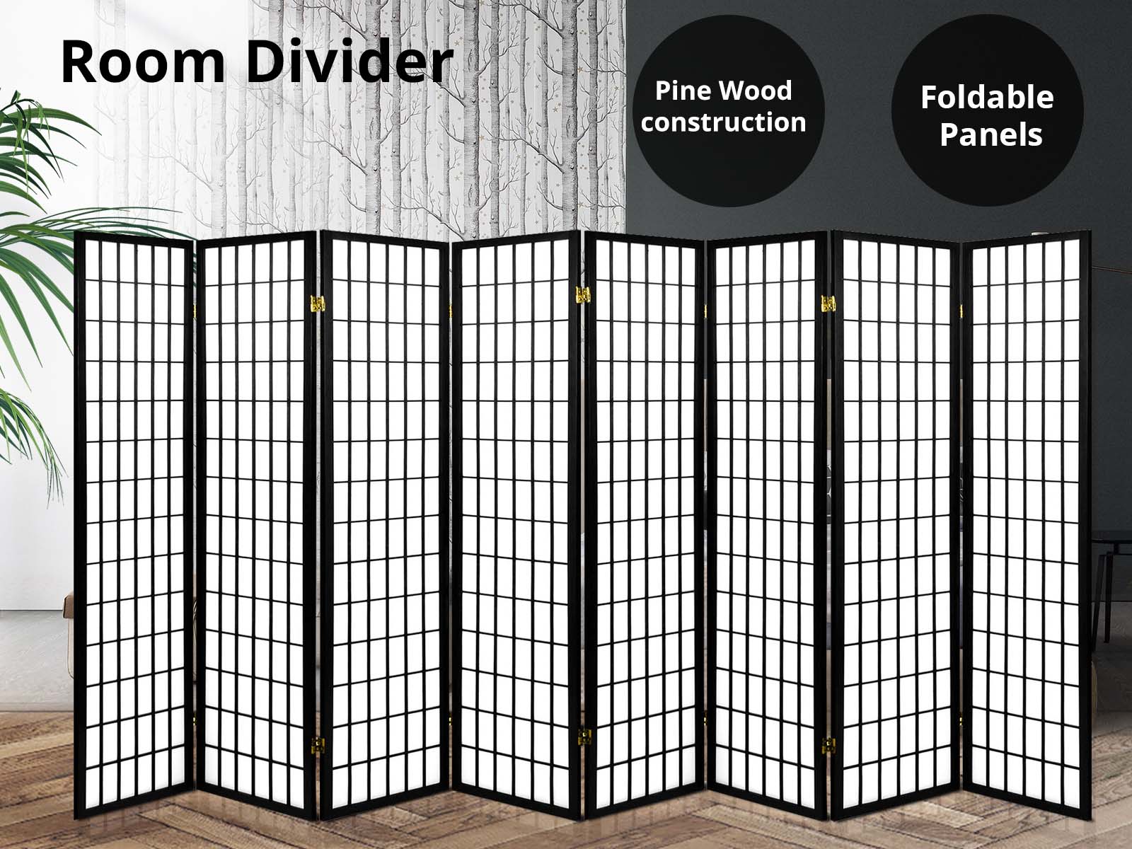 8-Panel Room Divider C M1 - Black