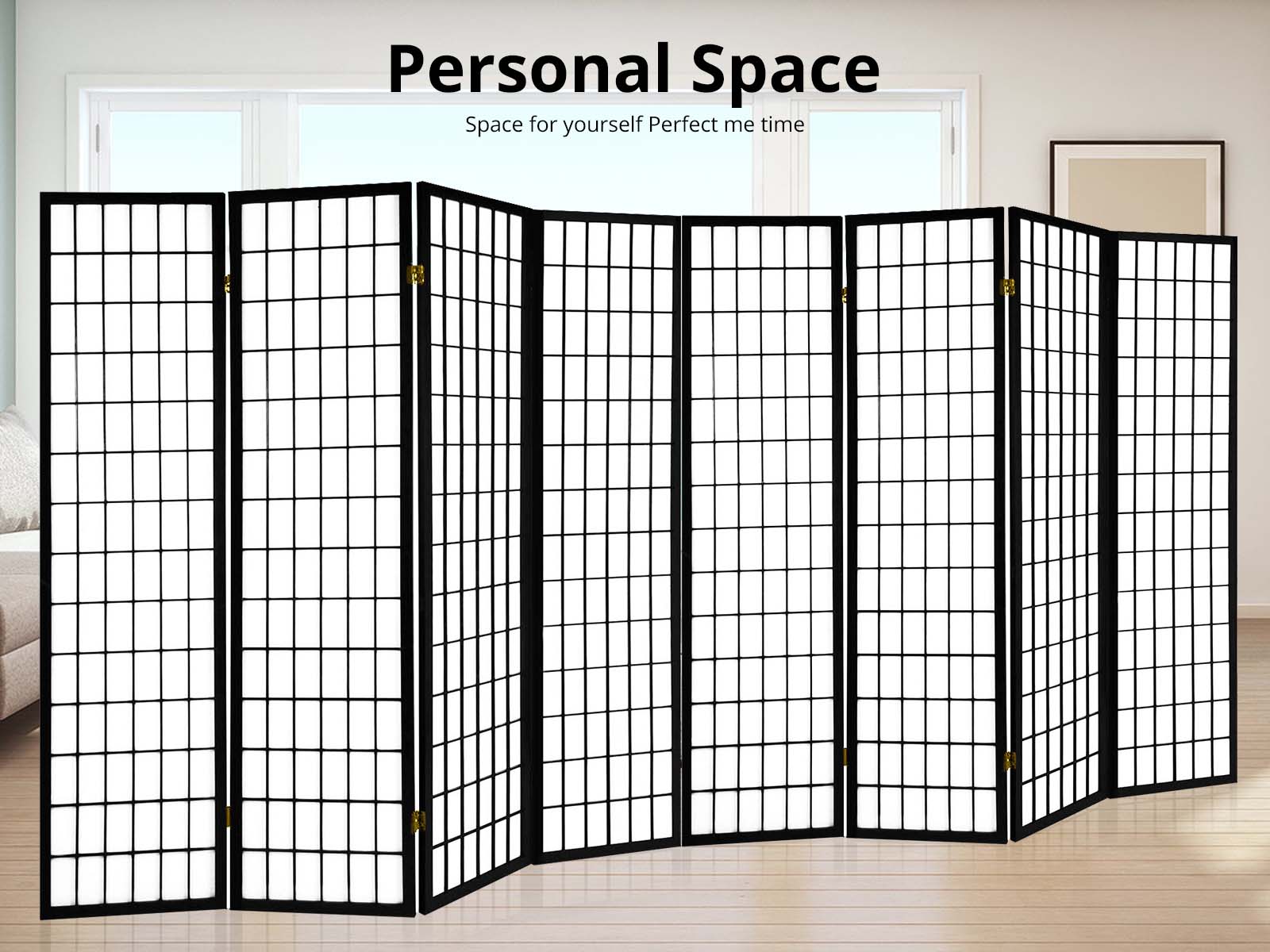 8-Panel Room Divider C M1 - Black