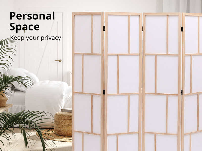 4-Panel Room Divider C M9 - Natural