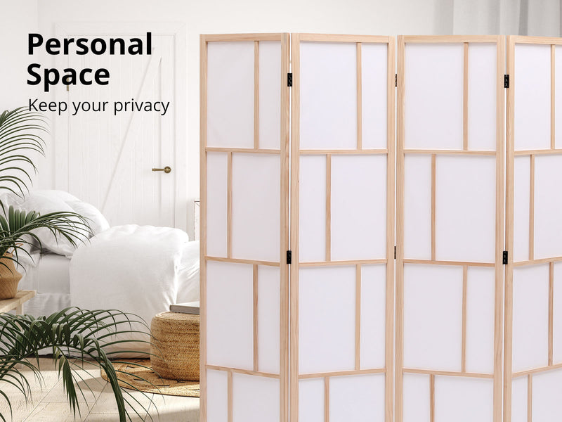4-Panel Room Divider C M9 - Natural