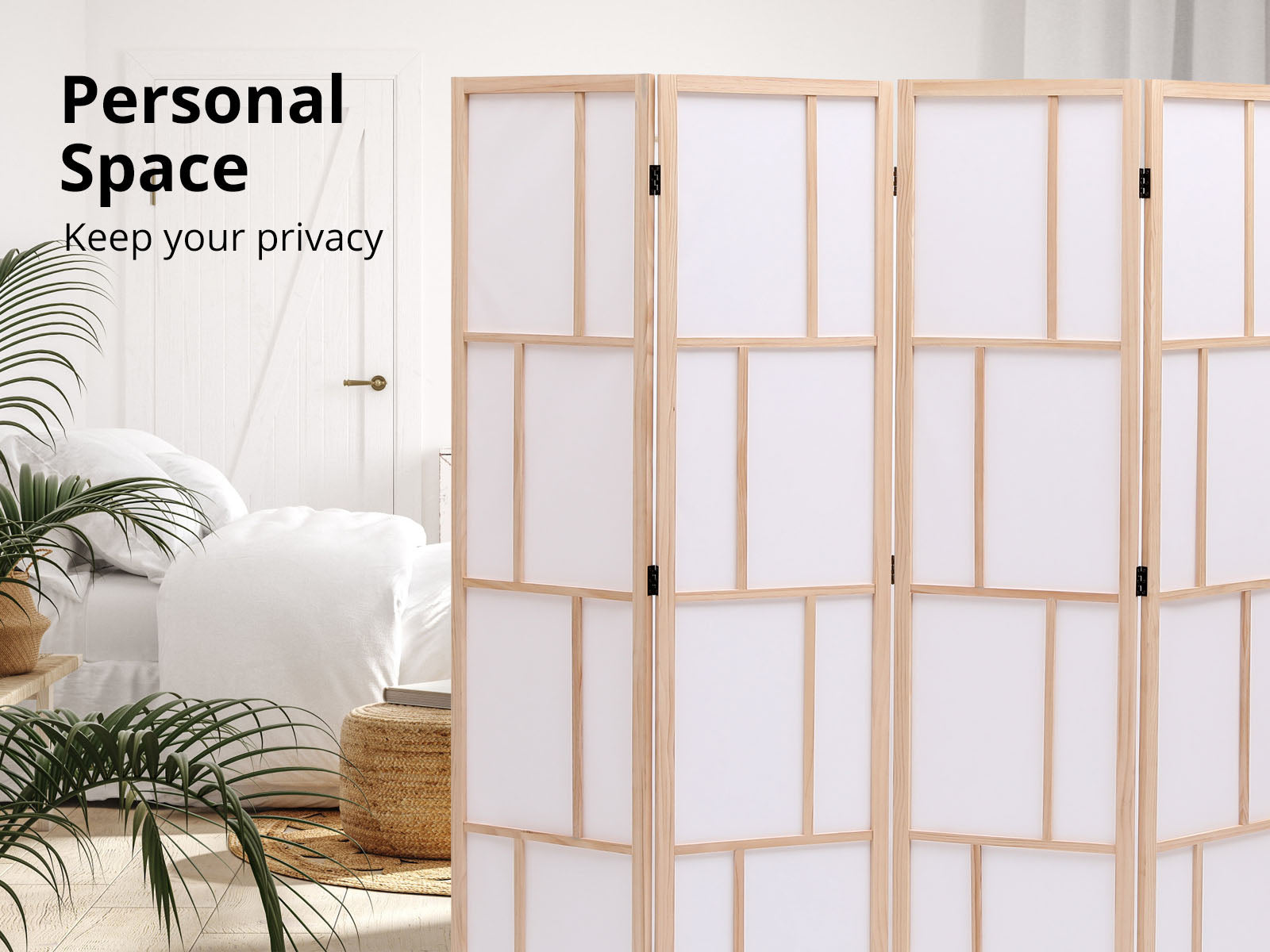 Room divider C M9 4panel Natural