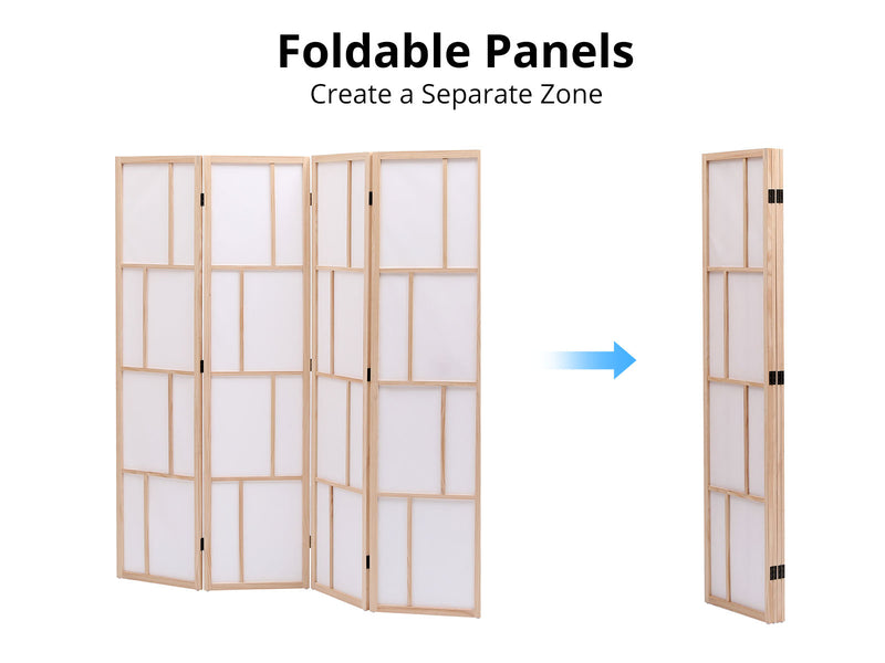 4-Panel Room Divider C M9 - Natural