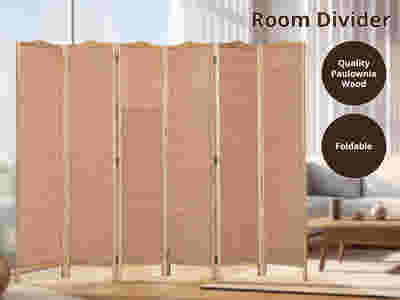 6-Panel Room Divider D S2 - Brown
