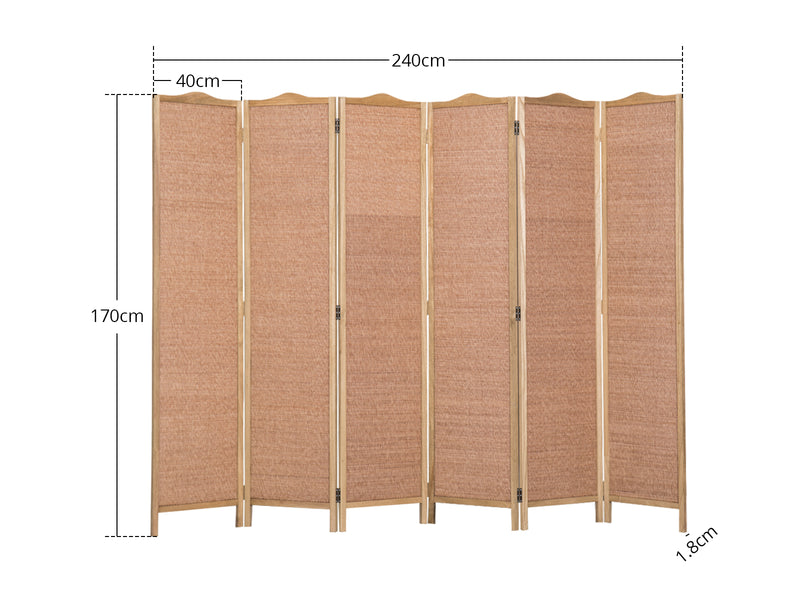 6-Panel Room Divider D S2 - Brown