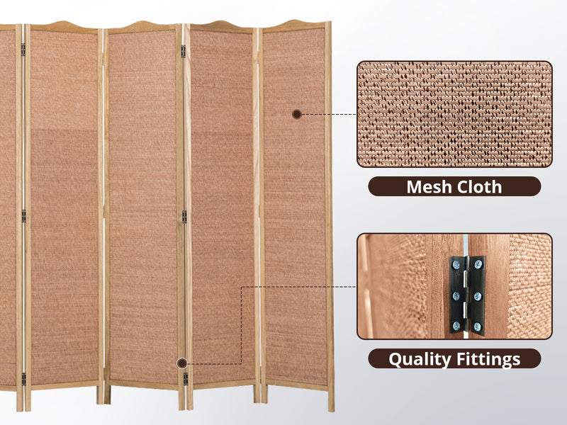 6-Panel Room Divider D S2 - Brown