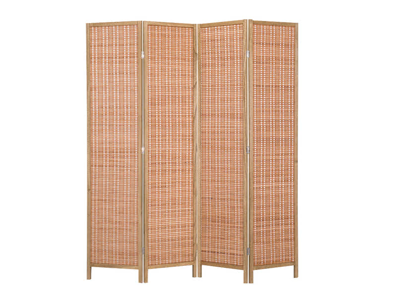 4-Panel Room Divider with Bamboo - Brown
