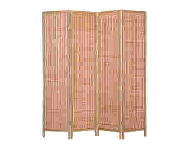 4-Panel Room Divider with Bamboo - Brown